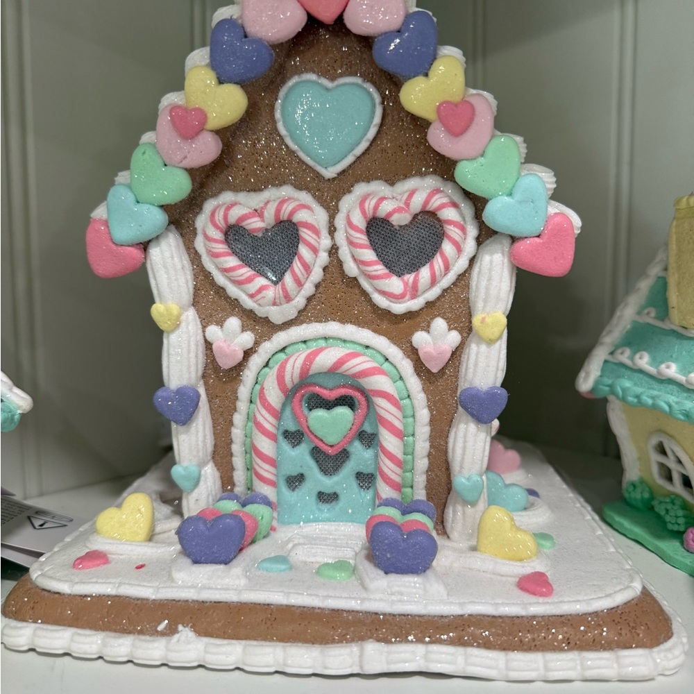 Colorful Heart Gingerbread House Decoration -valentines decor
